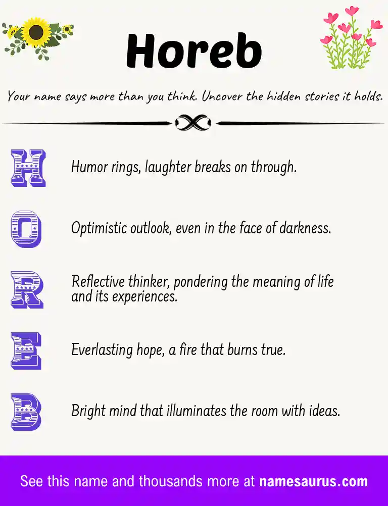 Acrostic poem about Horeb.