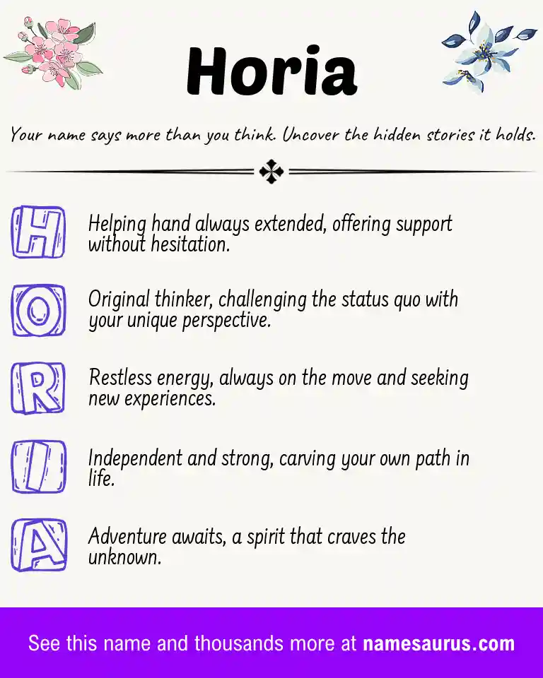Acrostic poem about Horia.