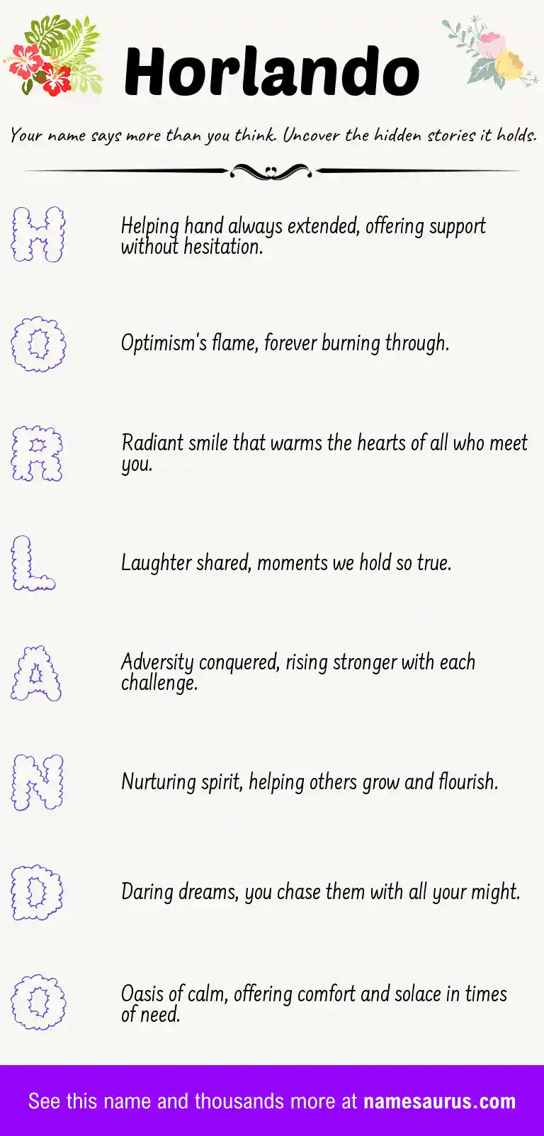 Acrostic poem about Horlando.