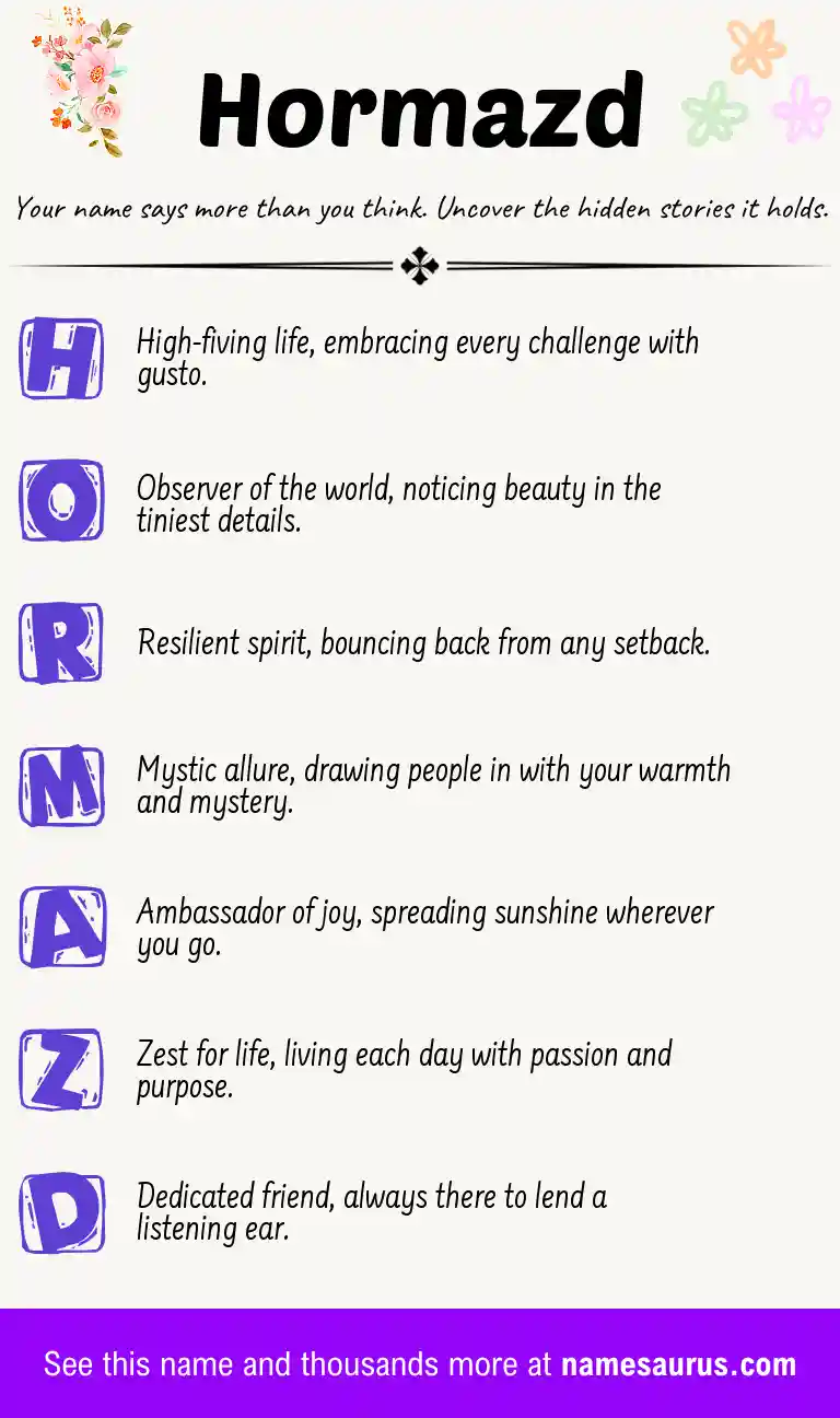 Acrostic poem about Hormazd.