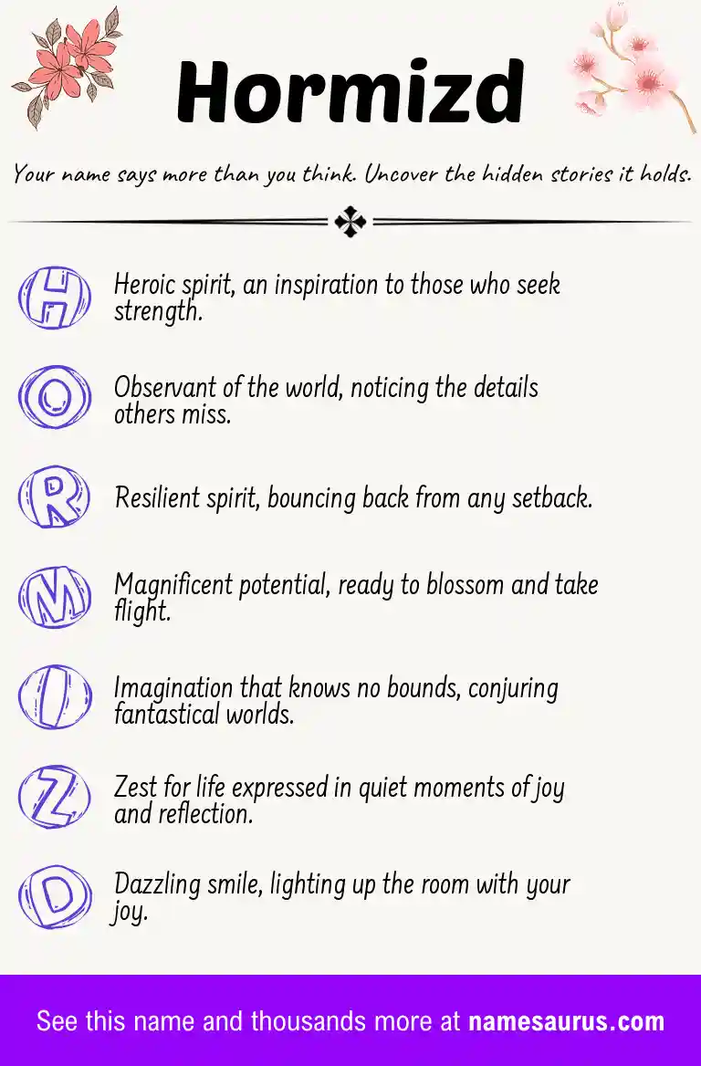 Acrostic poem about Hormizd.