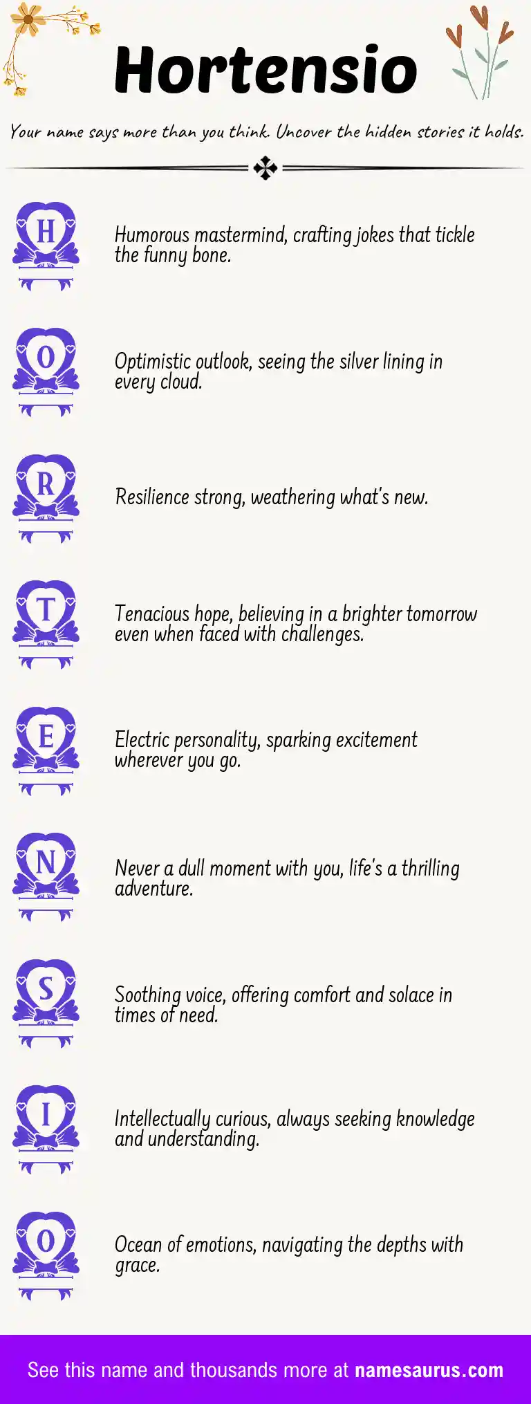 Acrostic poem about Hortensio.