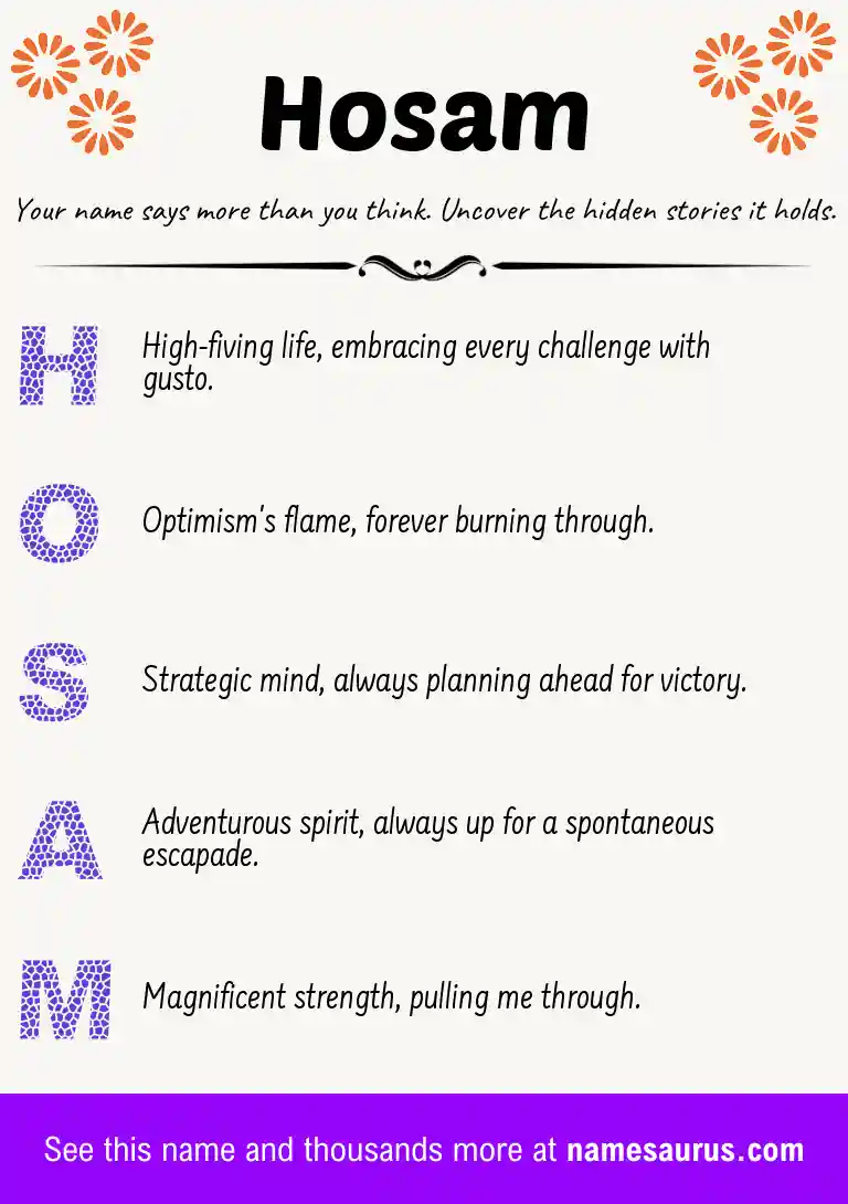 Acrostic poem about Hosam.