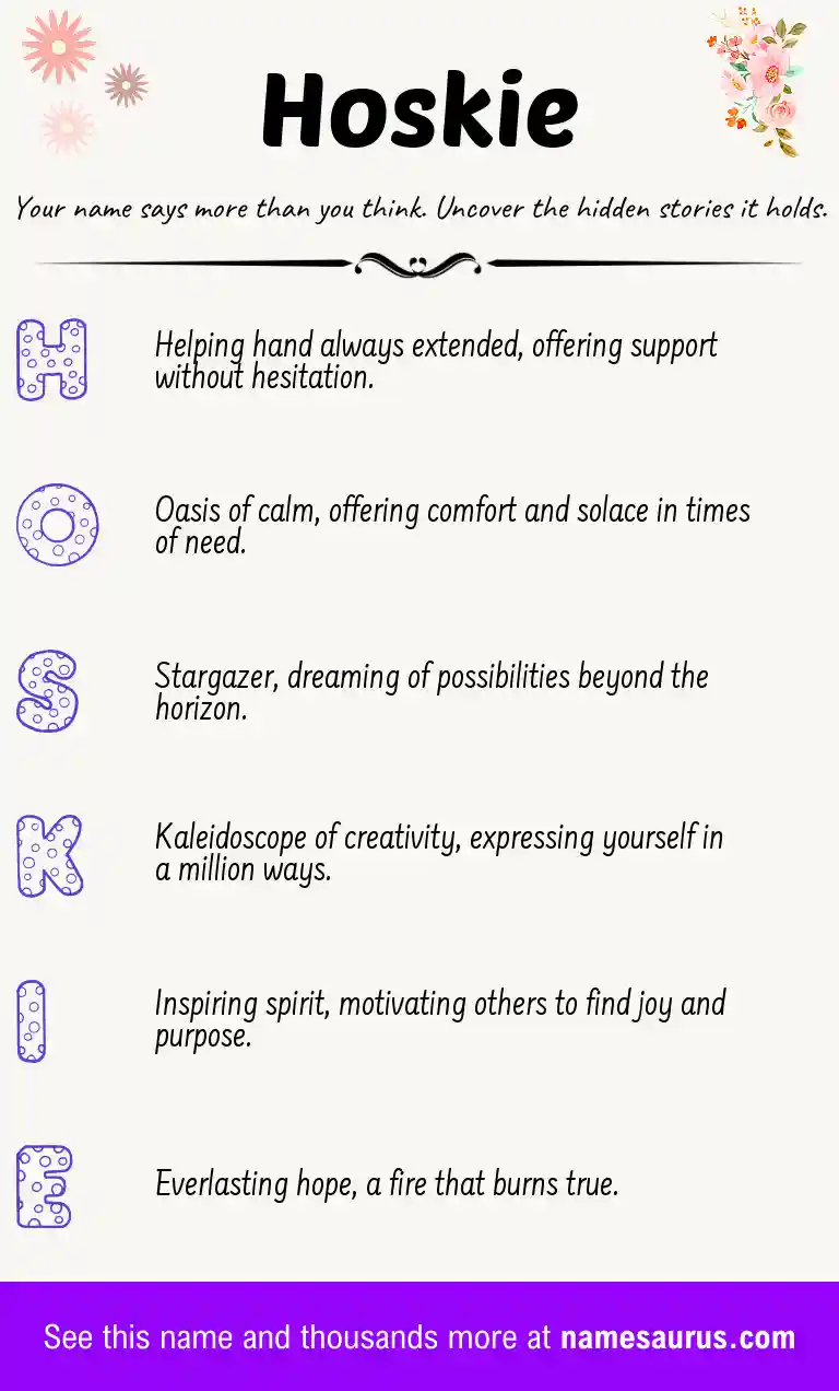 Acrostic poem about Hoskie.
