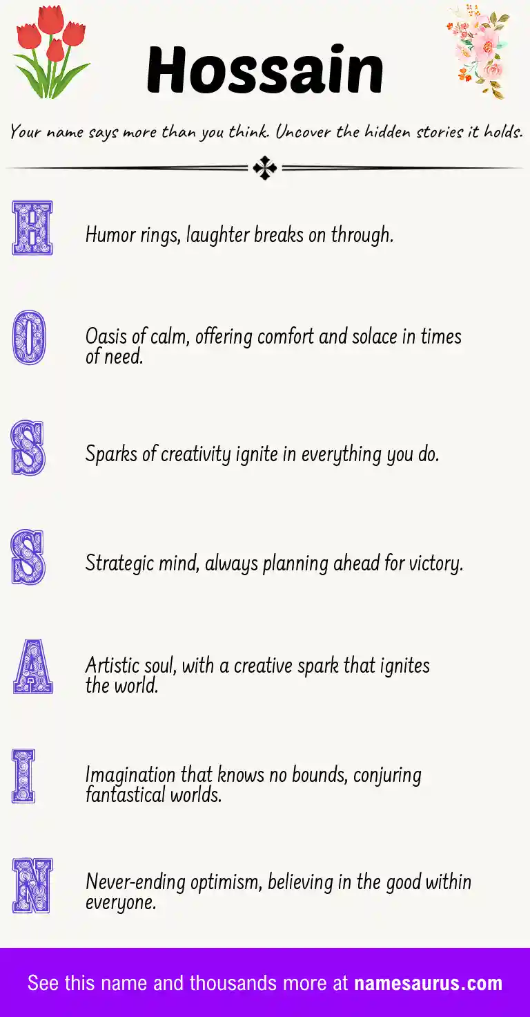 Acrostic poem about Hossain.