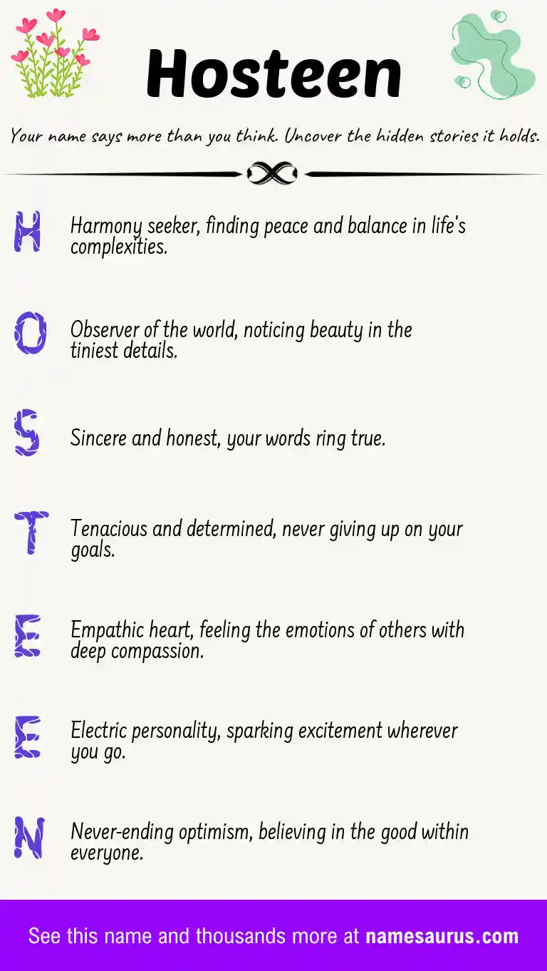 Acrostic poem about Hosteen.