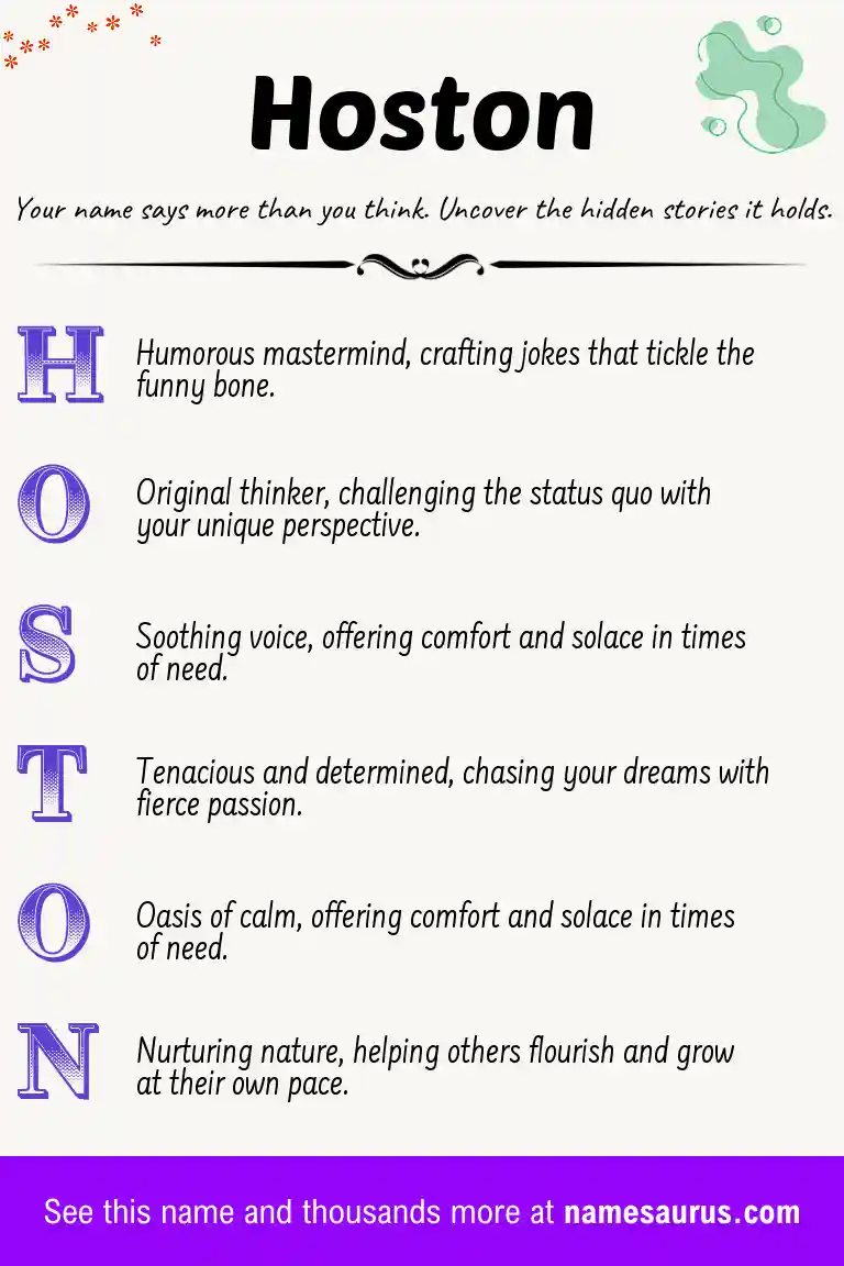 Acrostic poem about Hoston.