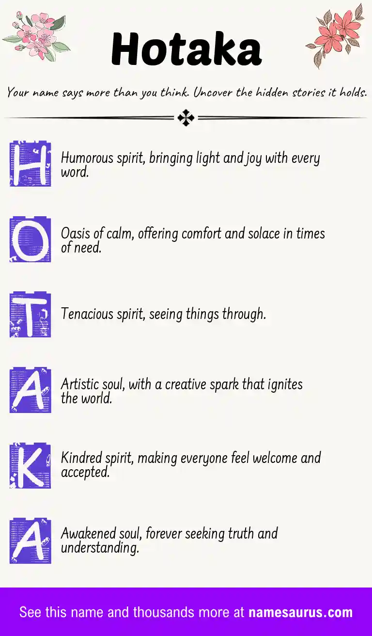Acrostic poem about Hotaka.