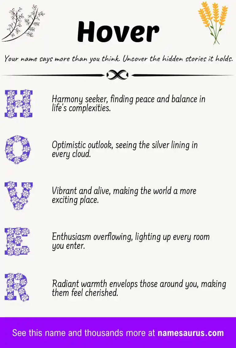 Acrostic poem about Hover.