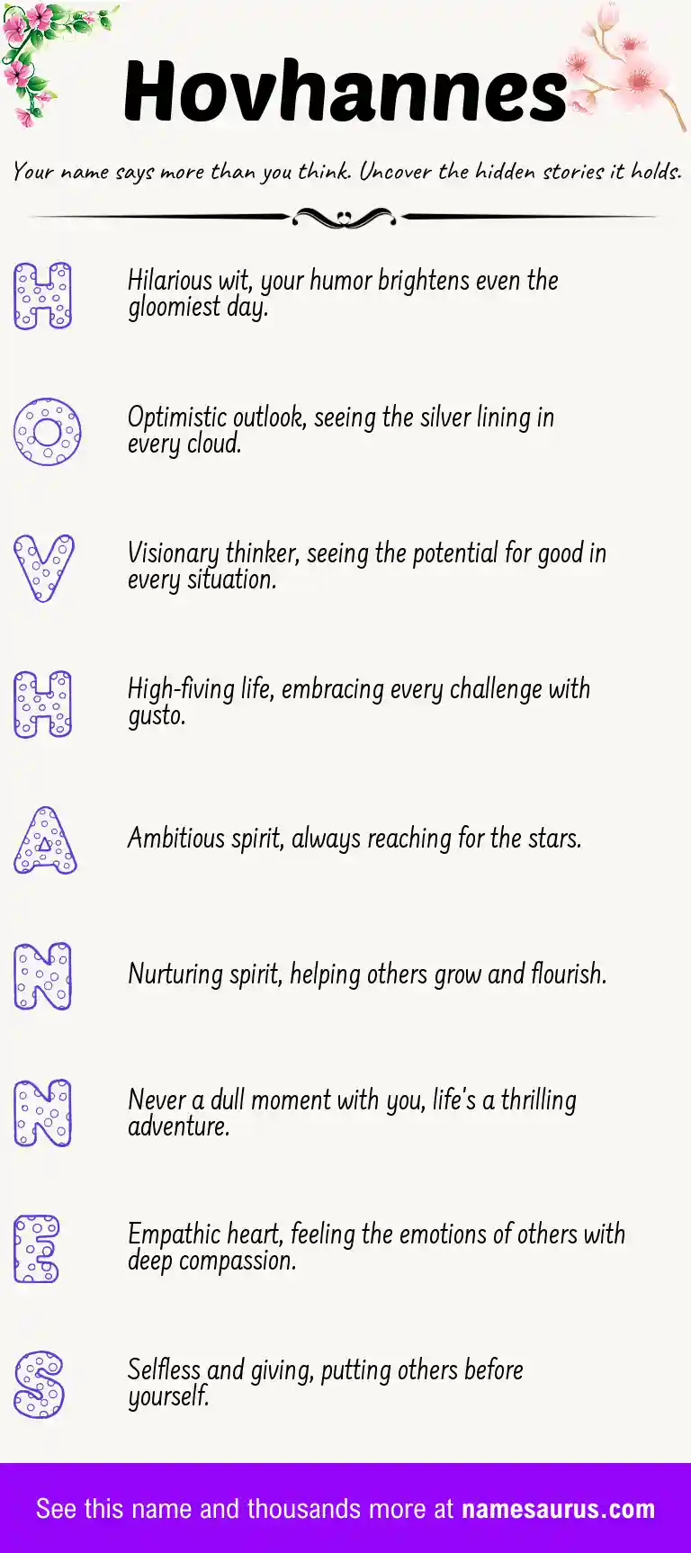 Acrostic poem about Hovhannes.