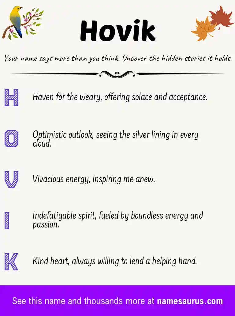 Acrostic poem about Hovik.