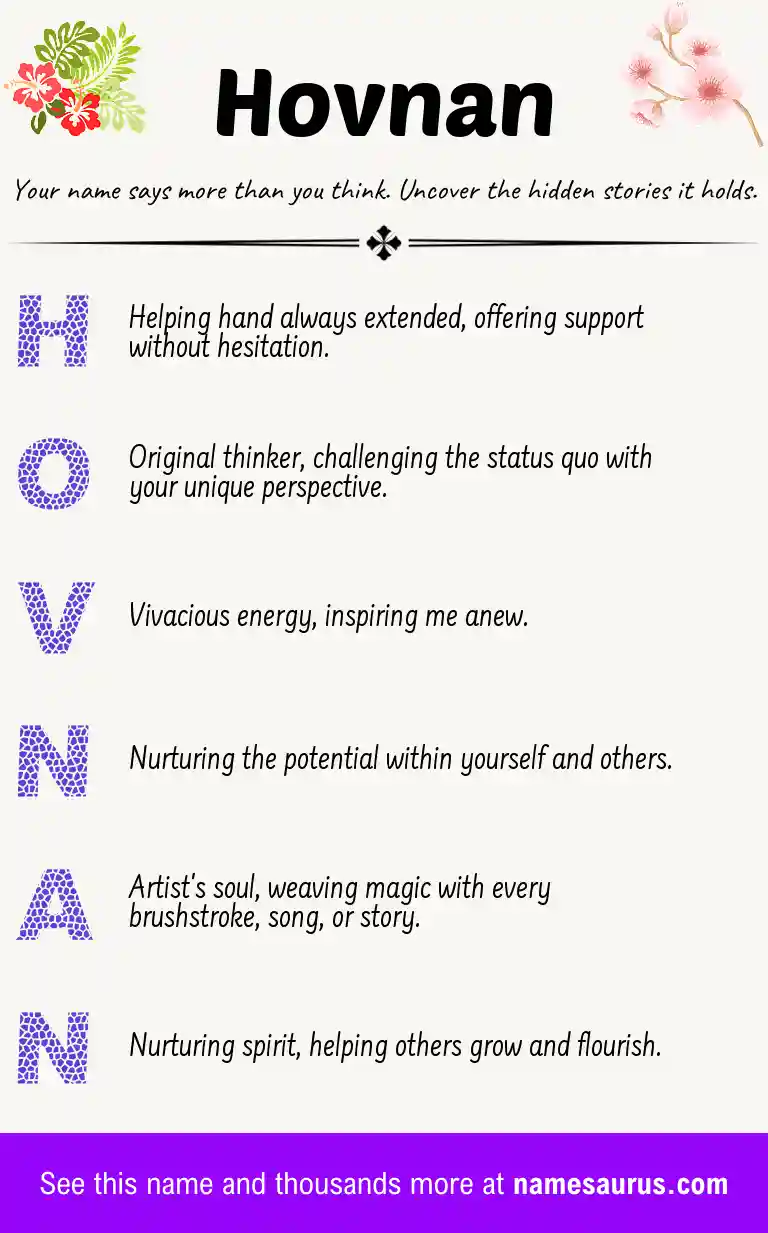Acrostic poem about Hovnan.