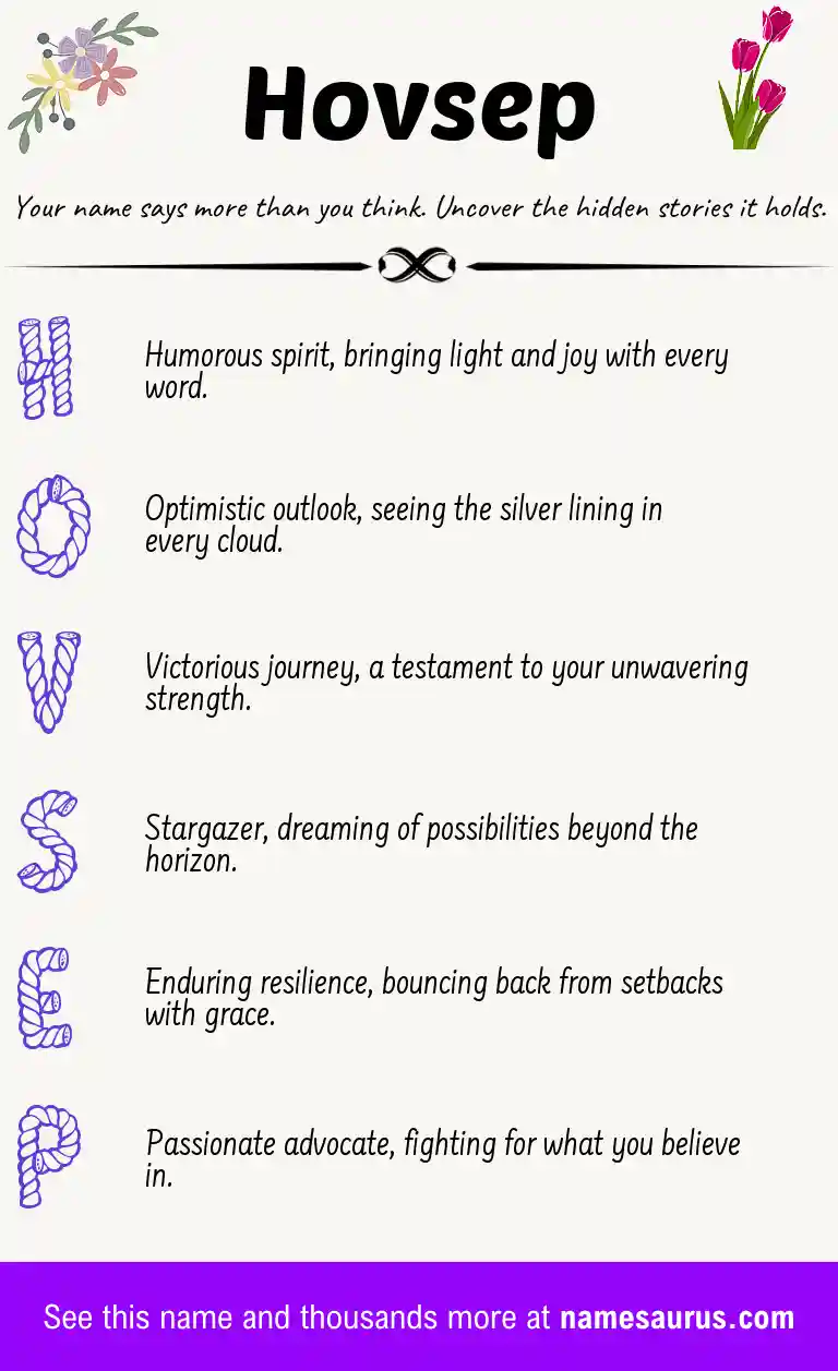 Acrostic poem about Hovsep.