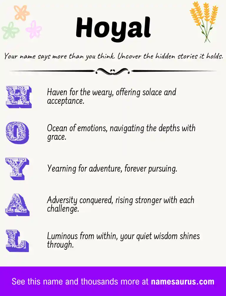 Acrostic poem about Hoyal.