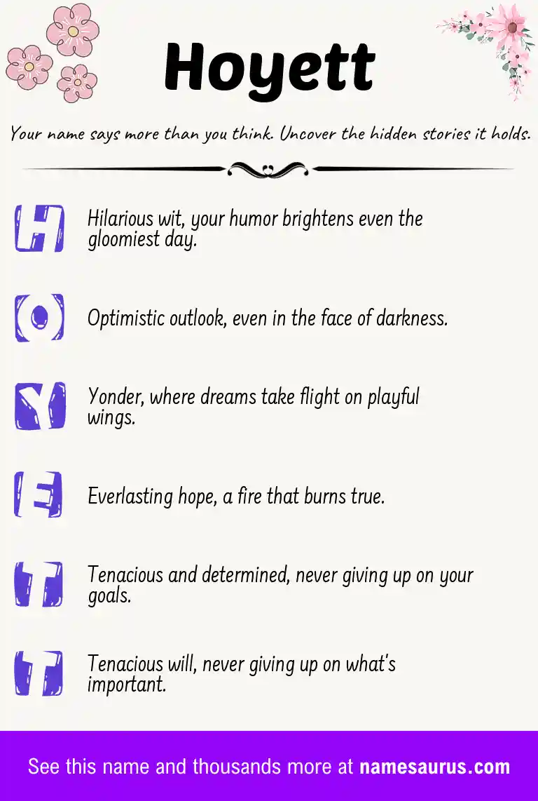 Acrostic poem about Hoyett.