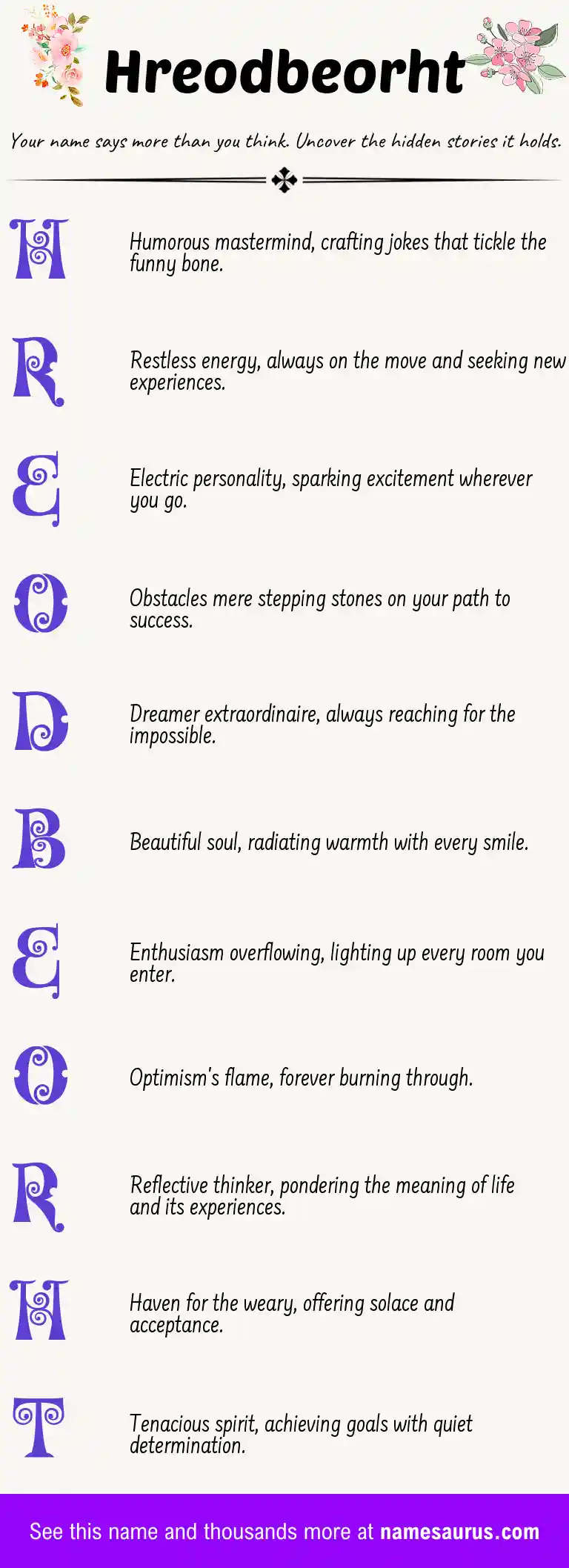 Acrostic poem about Hreodbeorht.