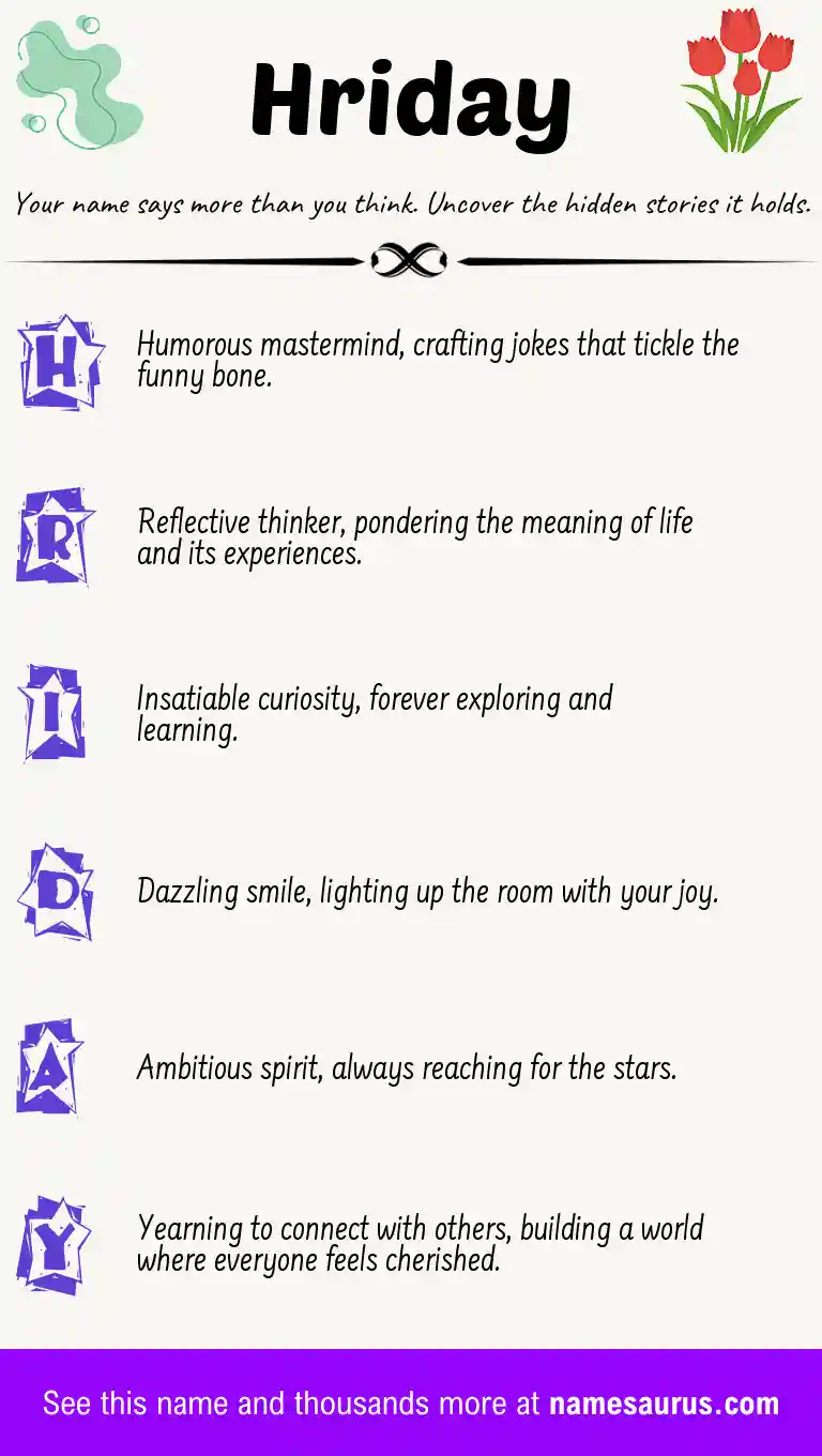 Acrostic poem about Hriday.