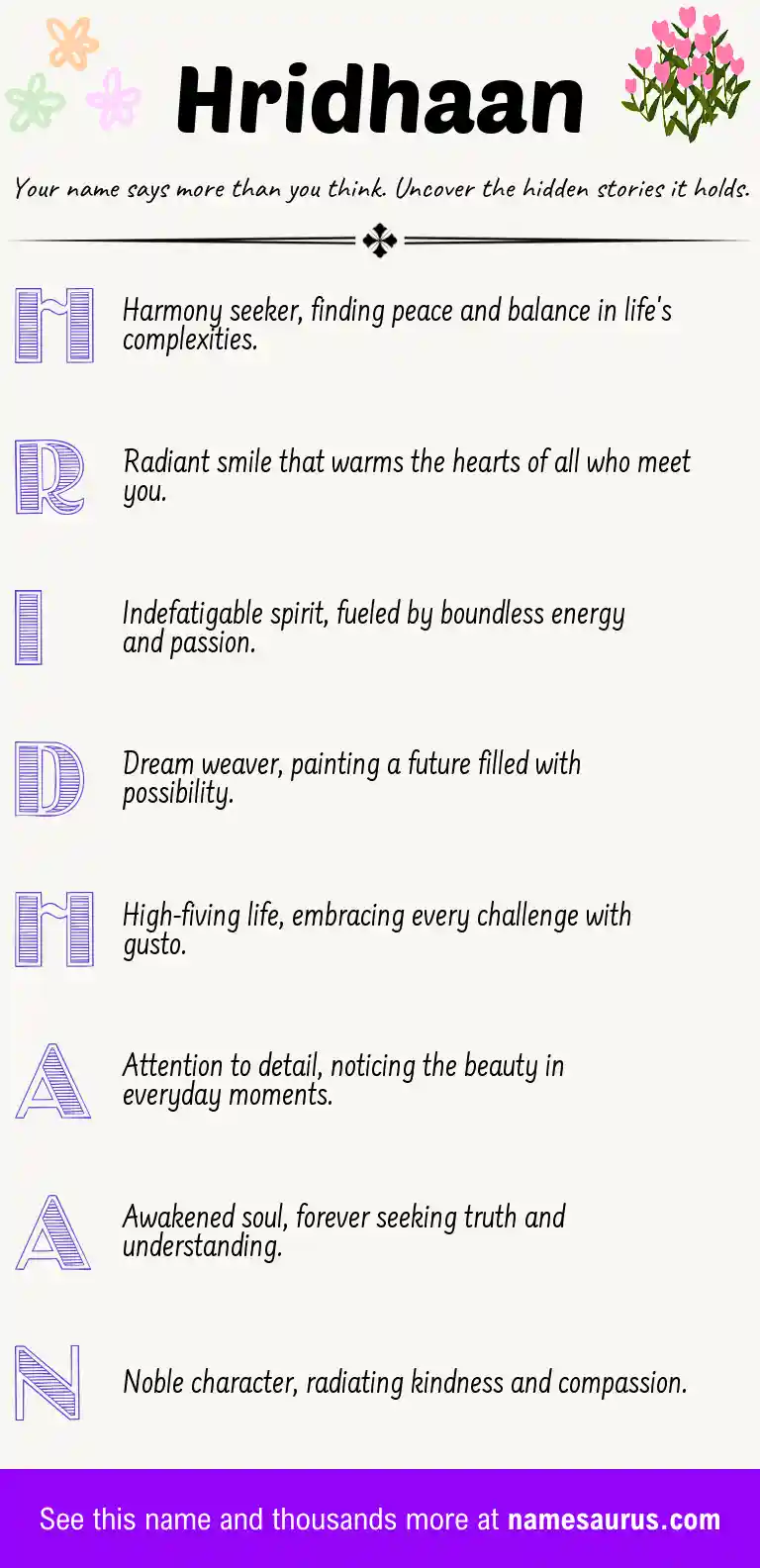 Acrostic poem about Hridhaan.