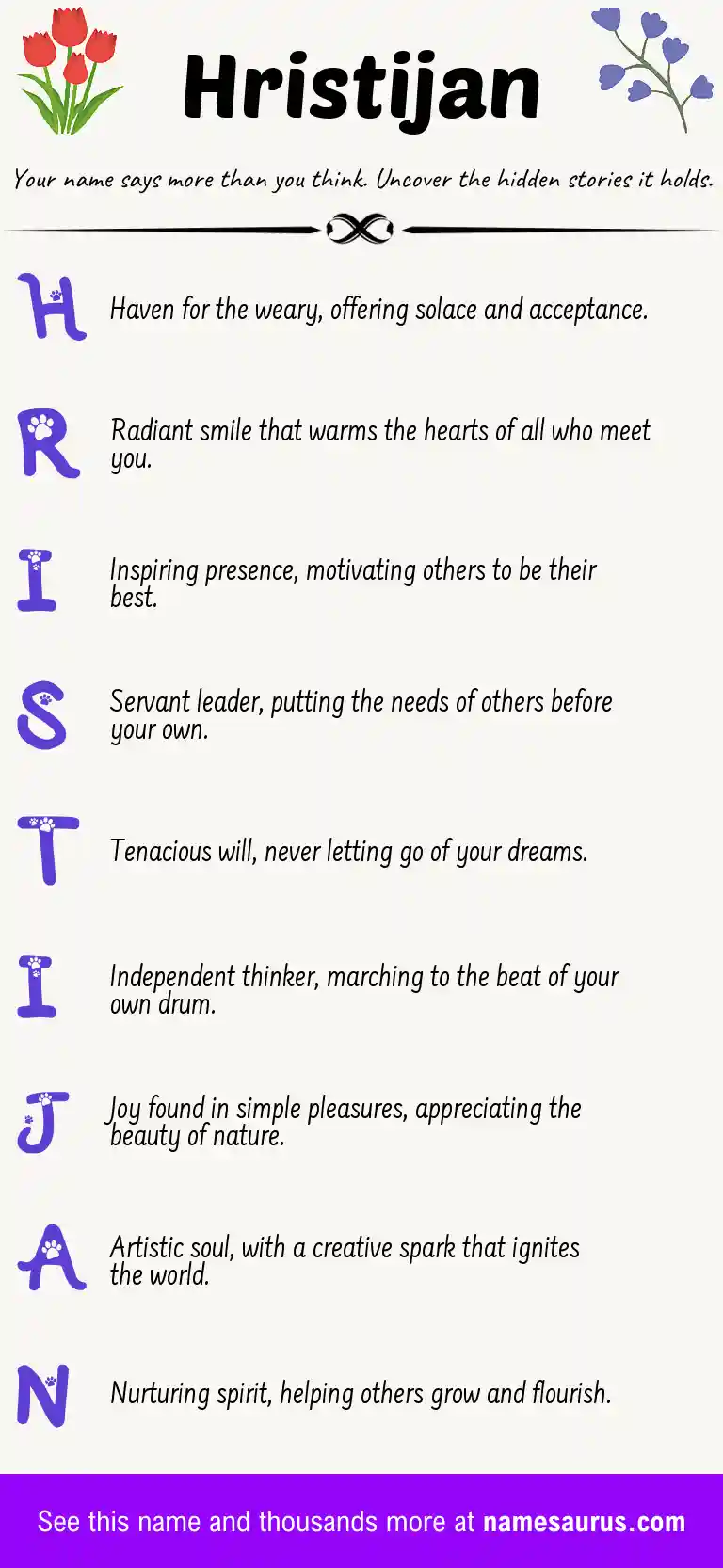 Acrostic poem about Hristijan.