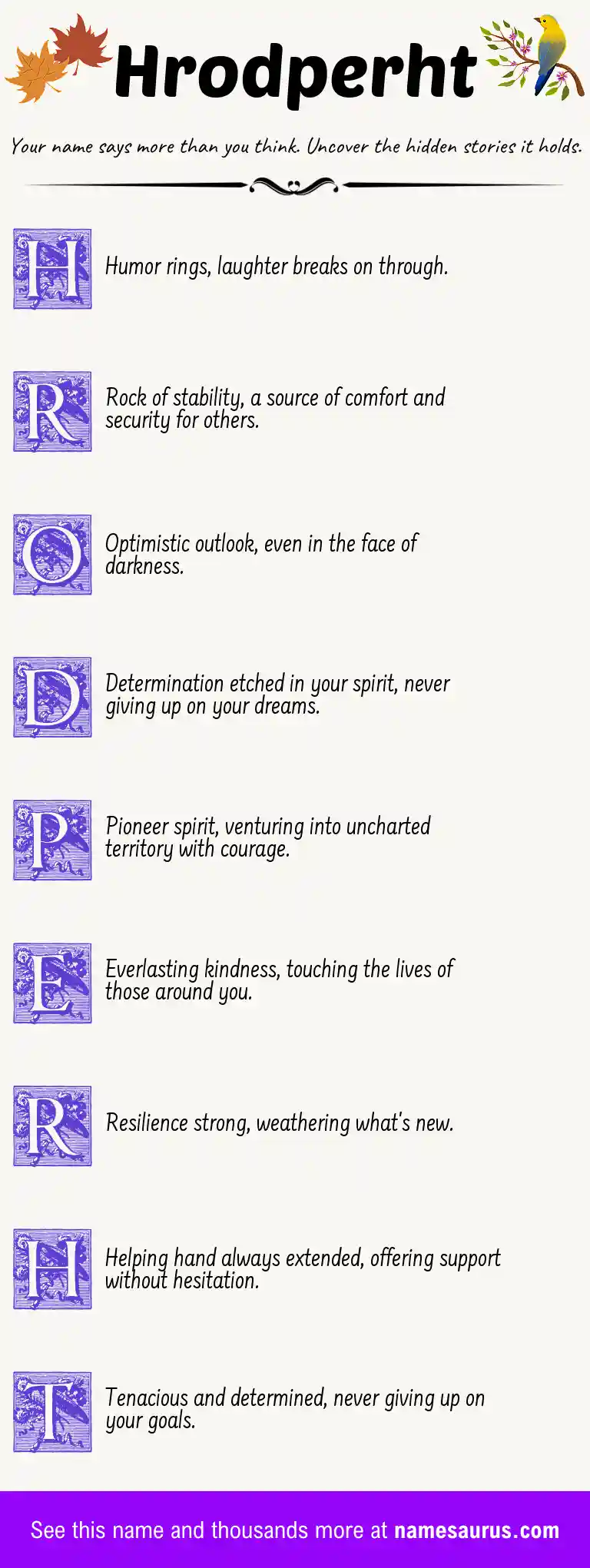 Acrostic poem about Hrodperht.