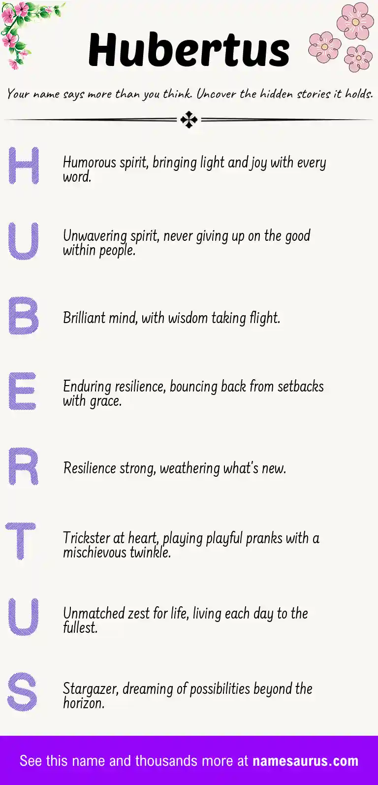 Acrostic poem about Hubertus.
