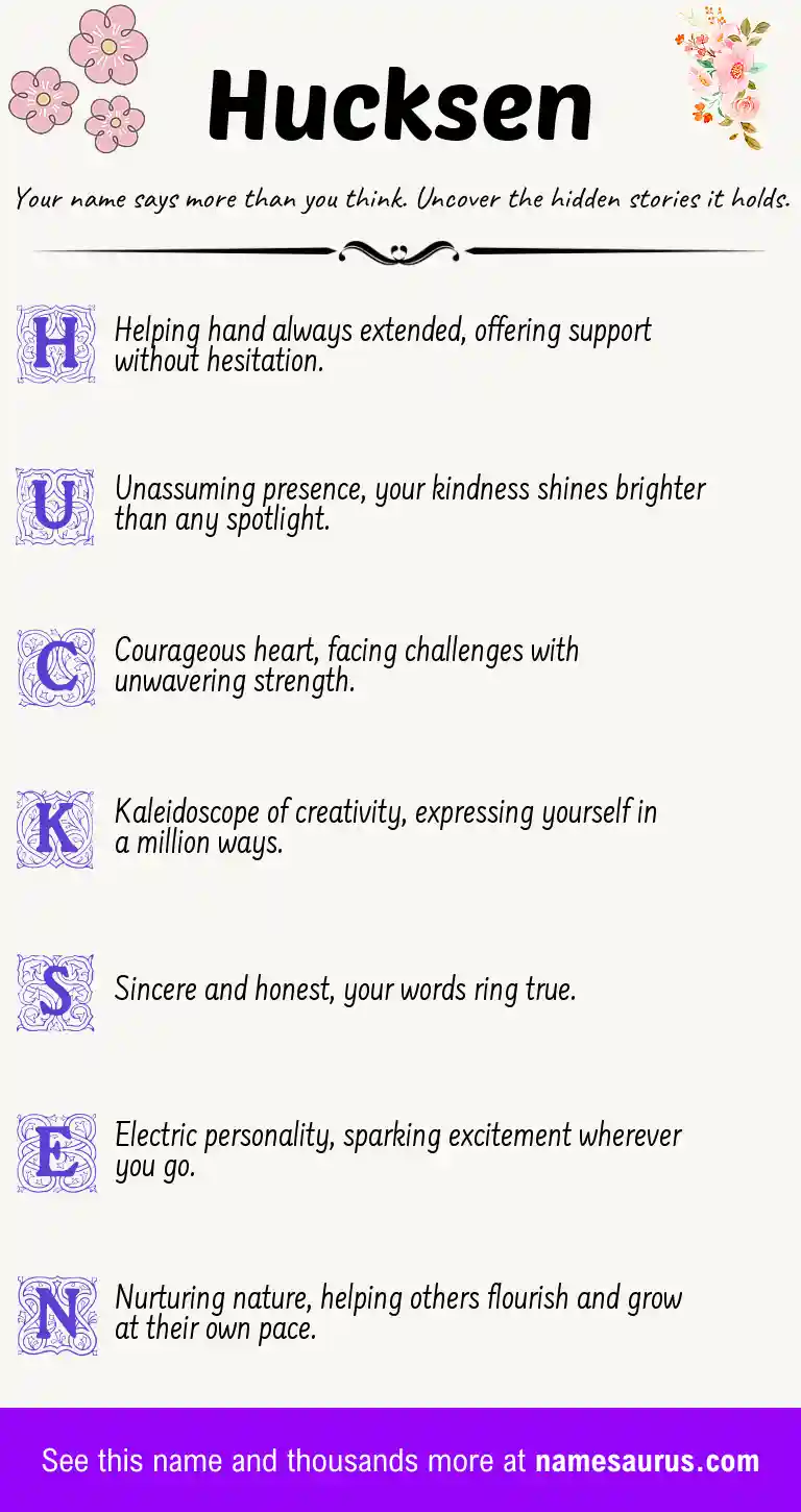 Acrostic poem about Hucksen.