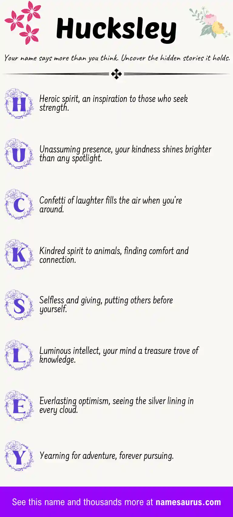 Acrostic poem about Hucksley.