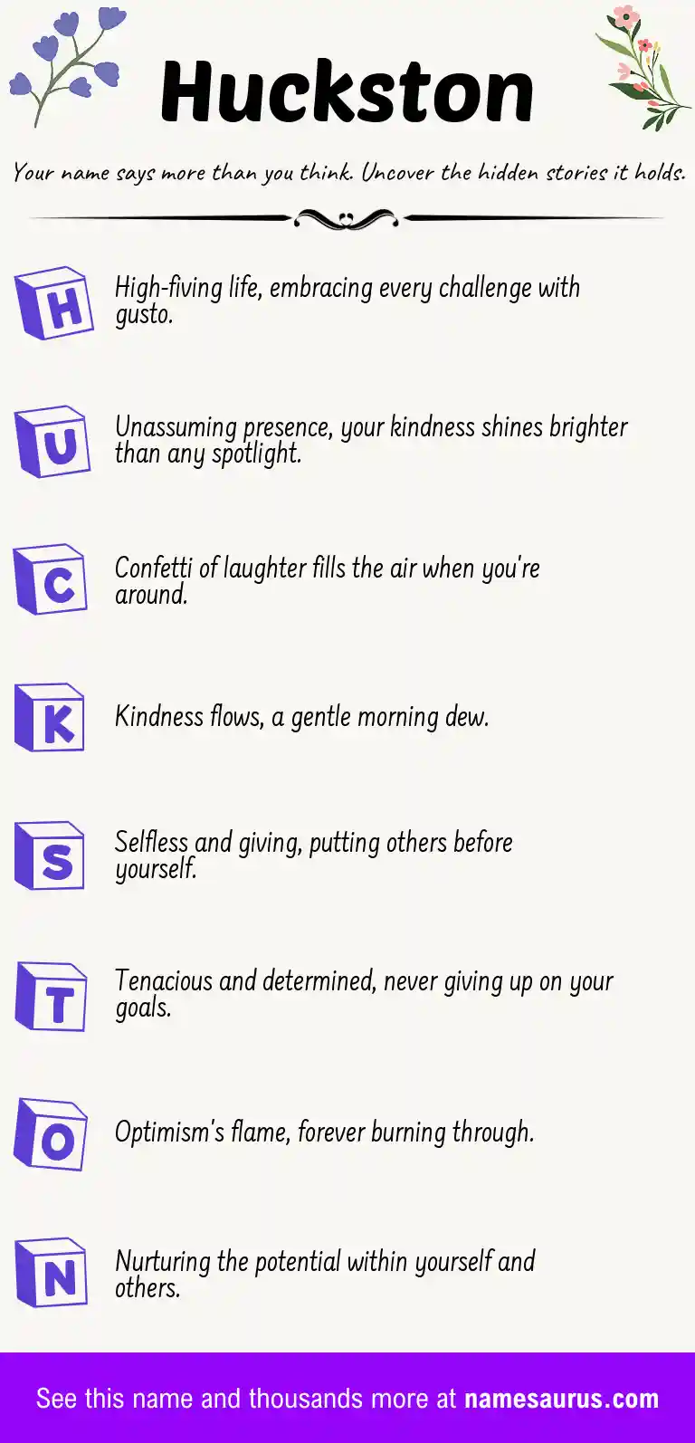 Acrostic poem about Huckston.