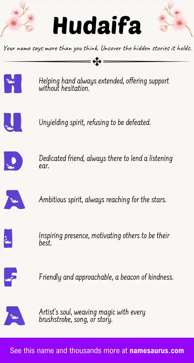 Acrostic poem about Hudaifa.