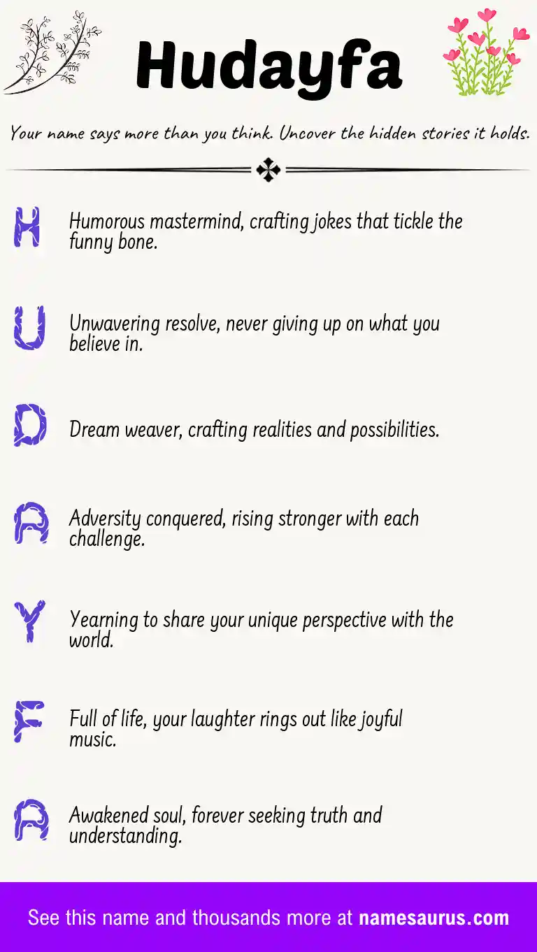 Acrostic poem about Hudayfa.