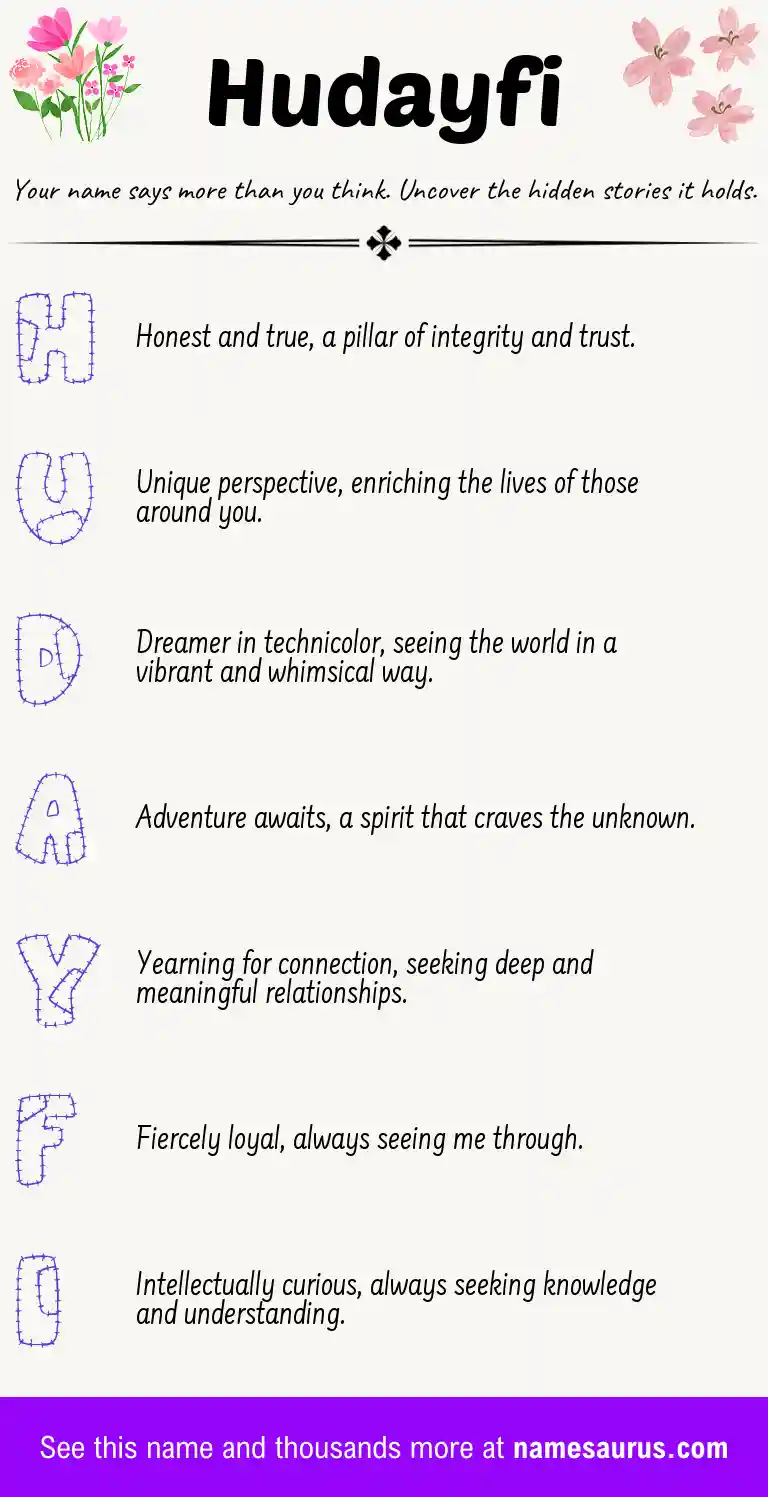 Acrostic poem about Hudayfi.