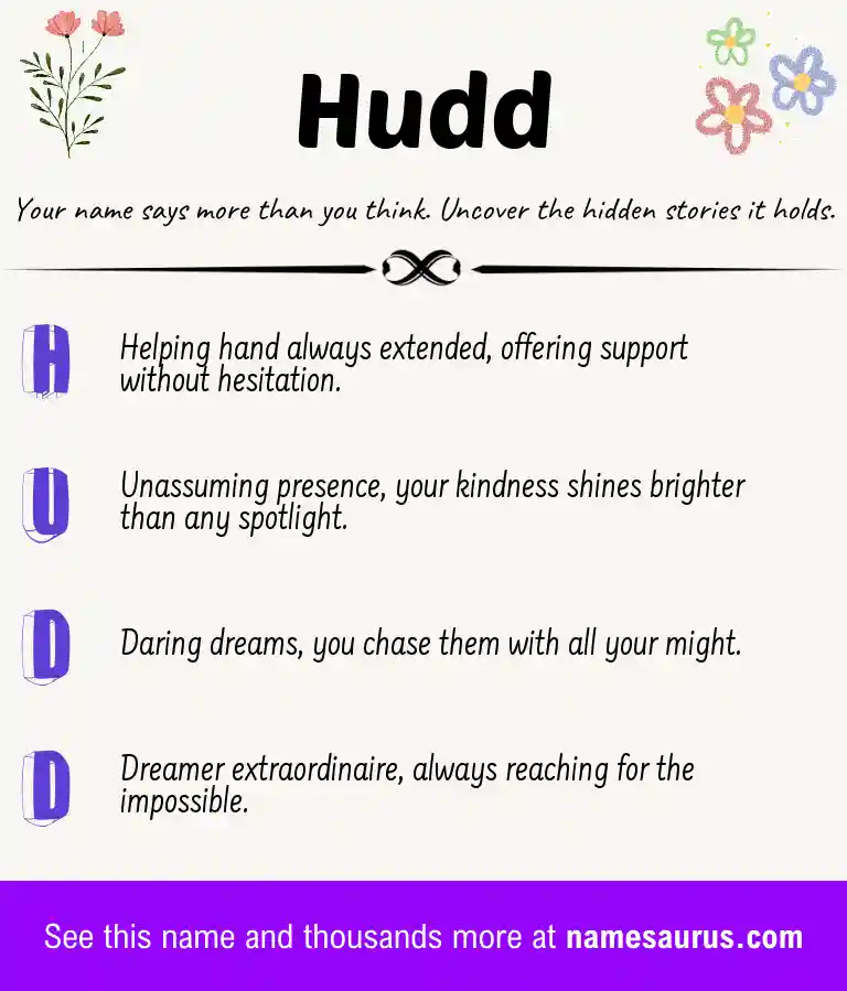 Acrostic poem about Hudd.