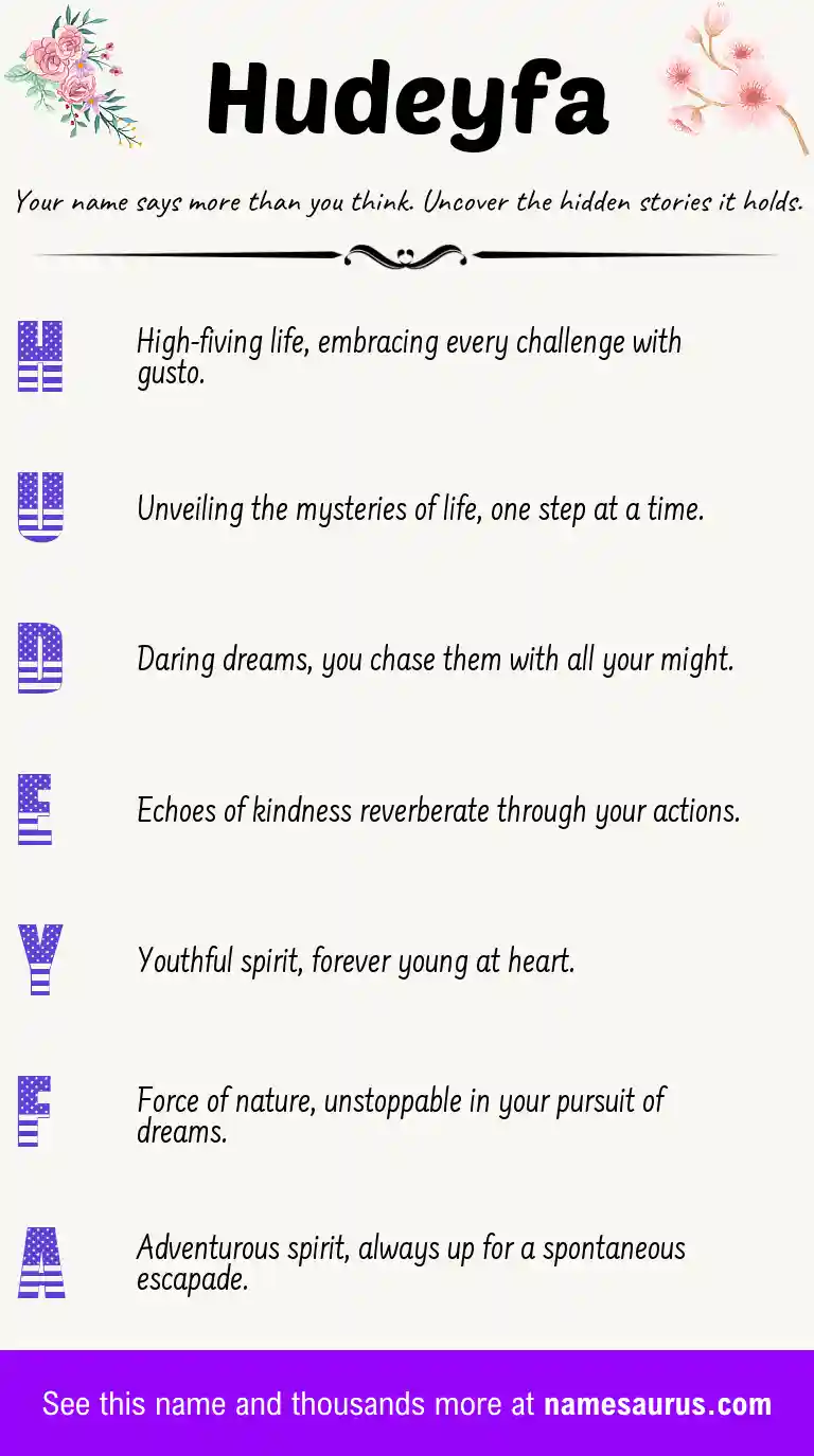 Acrostic poem about Hudeyfa.