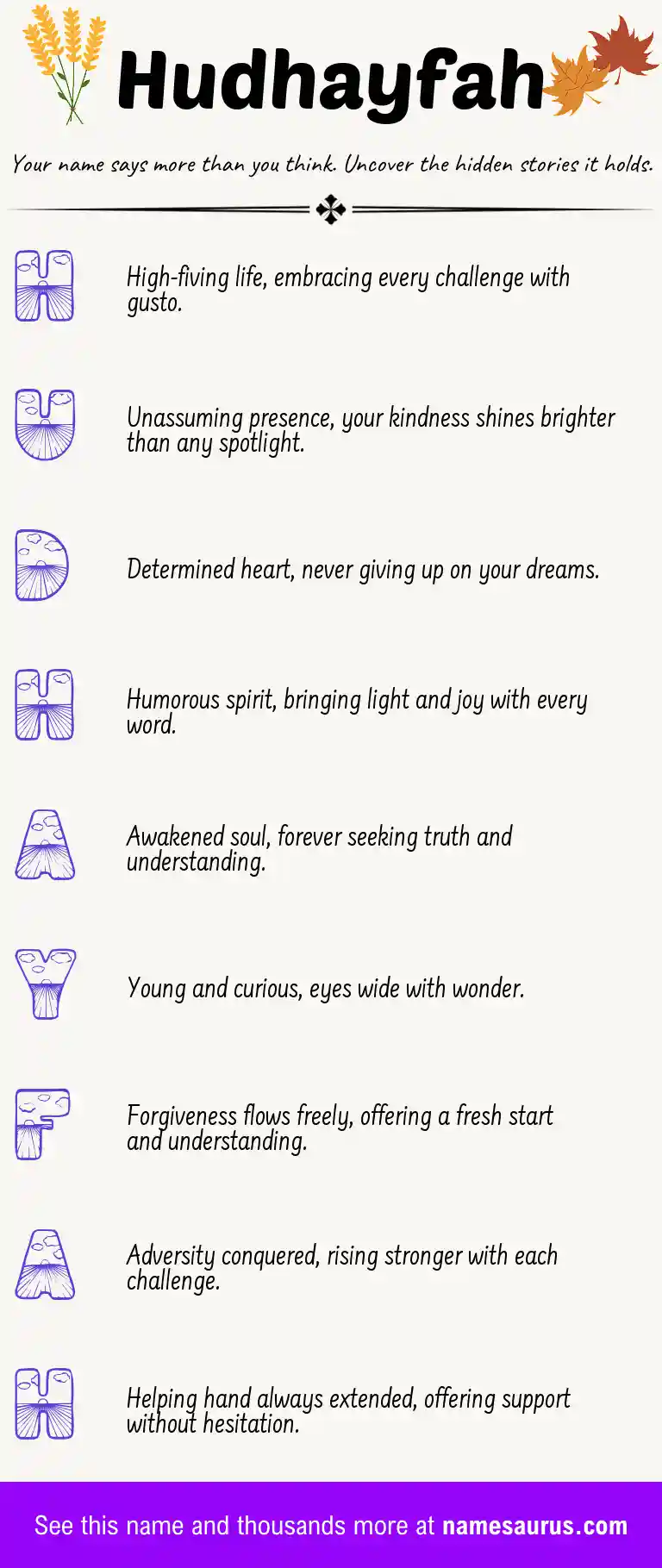 Acrostic poem about Hudhayfah.