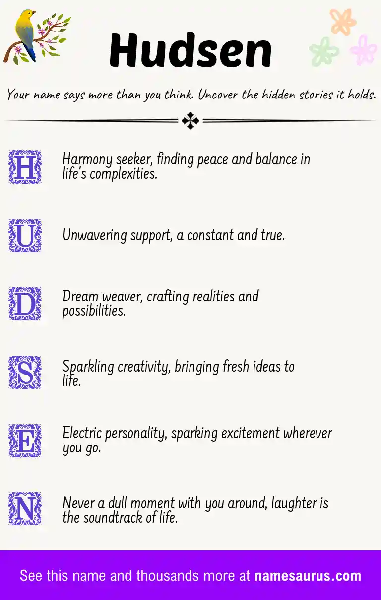 Acrostic poem about Hudsen.