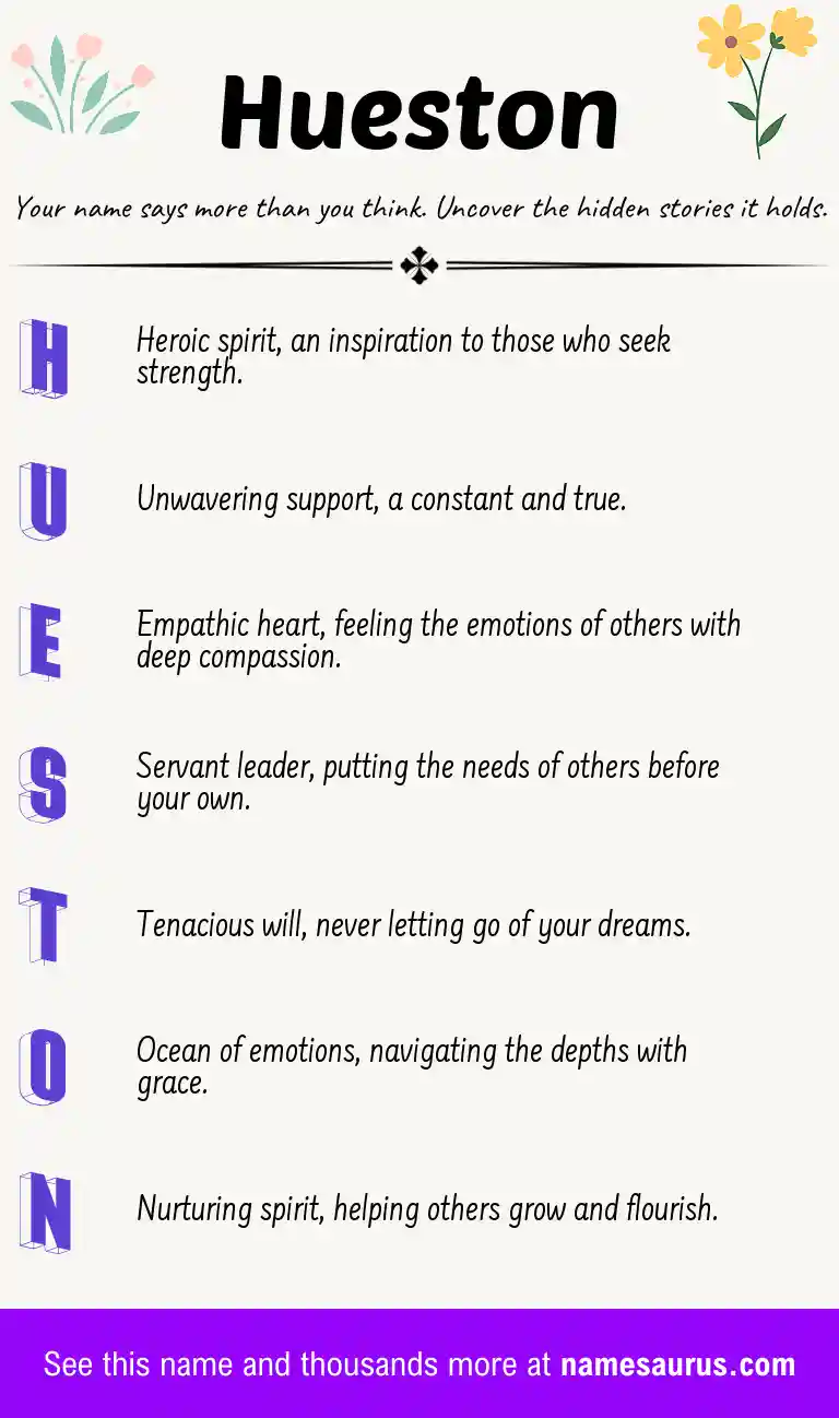 Acrostic poem about Hueston.