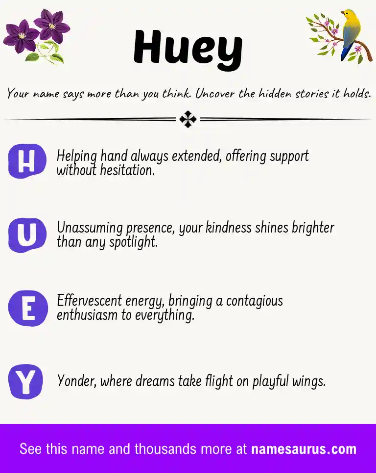 Acrostic poem about Huey.