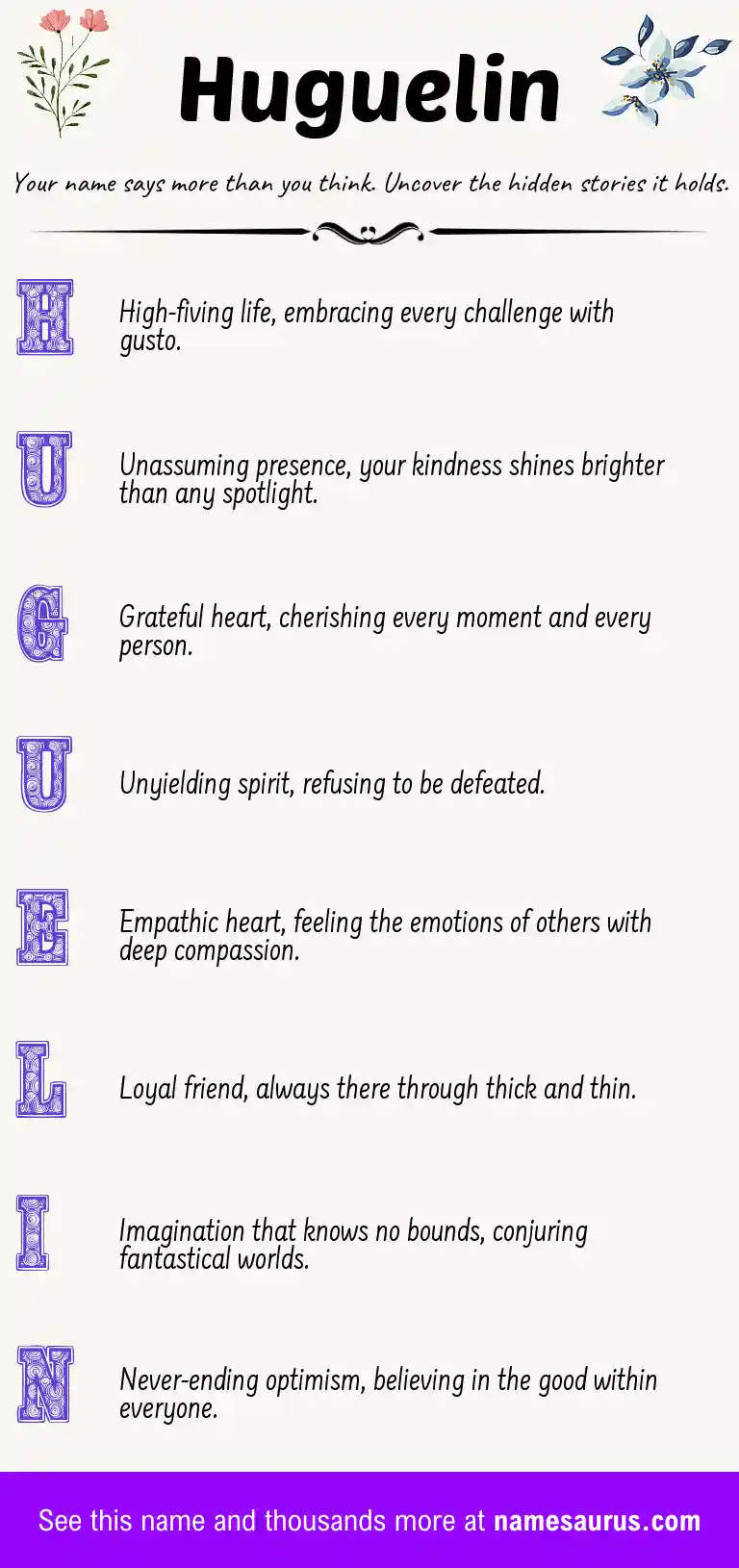 Acrostic poem about Huguelin.