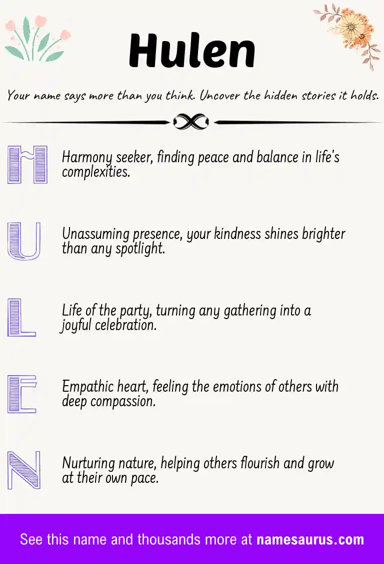 Acrostic poem about Hulen.