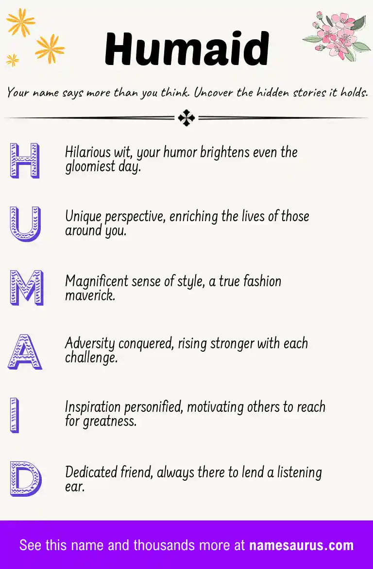 Acrostic poem about Humaid.