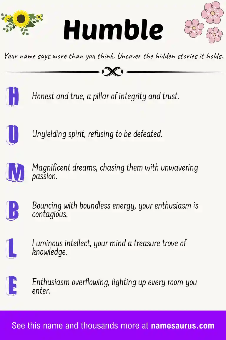 Acrostic poem about Humble.