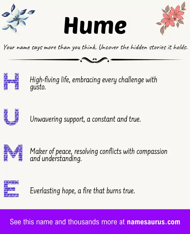 Acrostic poem about Hume.