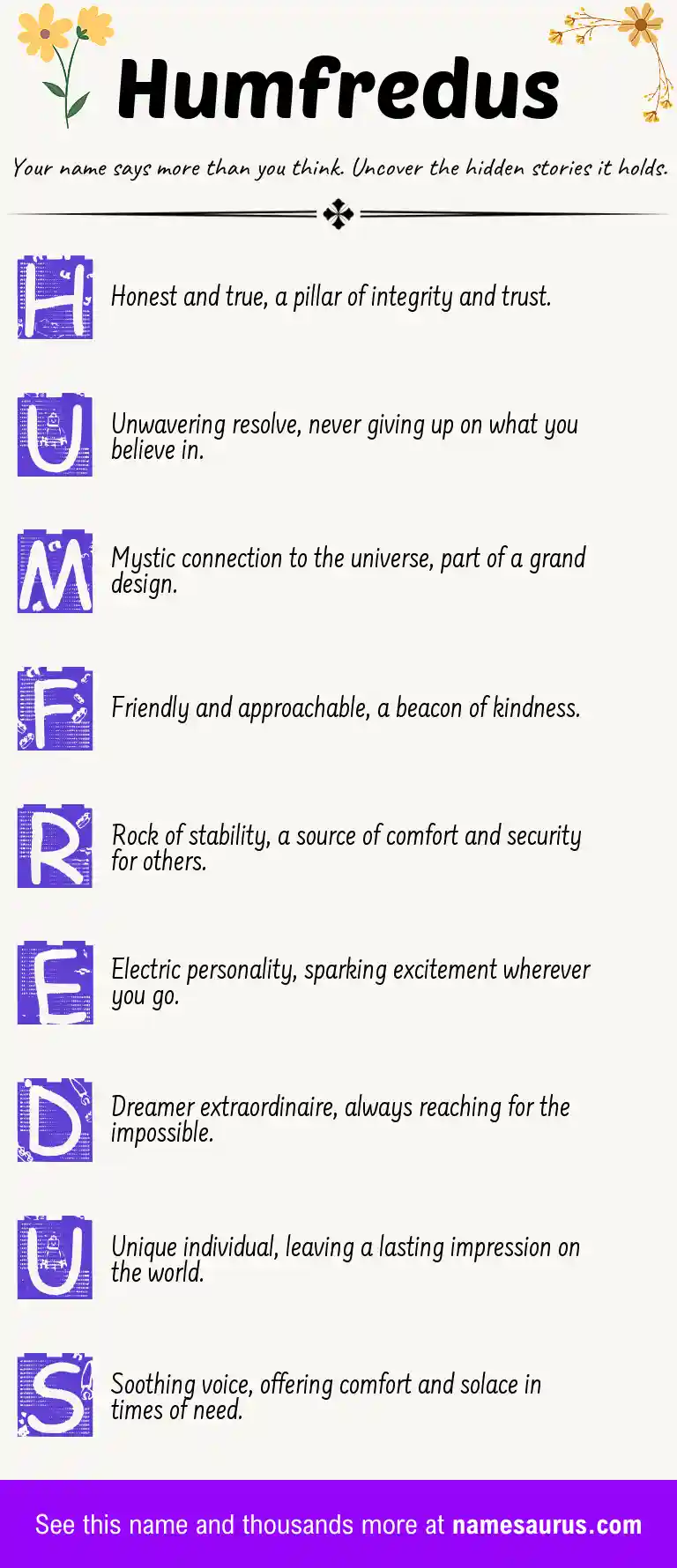 Acrostic poem about Humfredus.