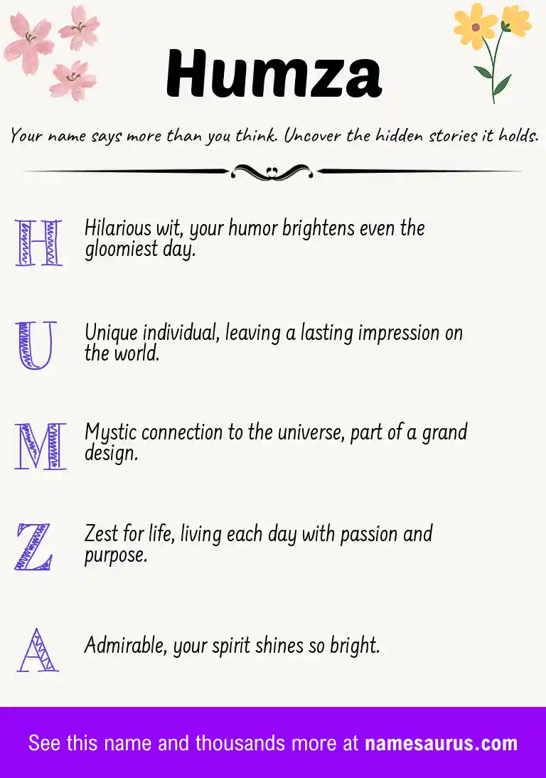 Acrostic poem about Humza.
