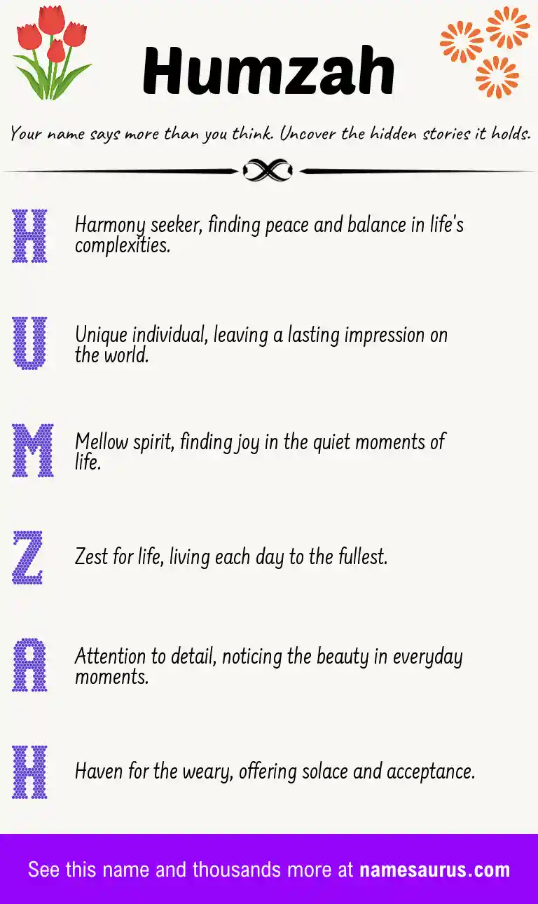 Acrostic poem about Humzah.