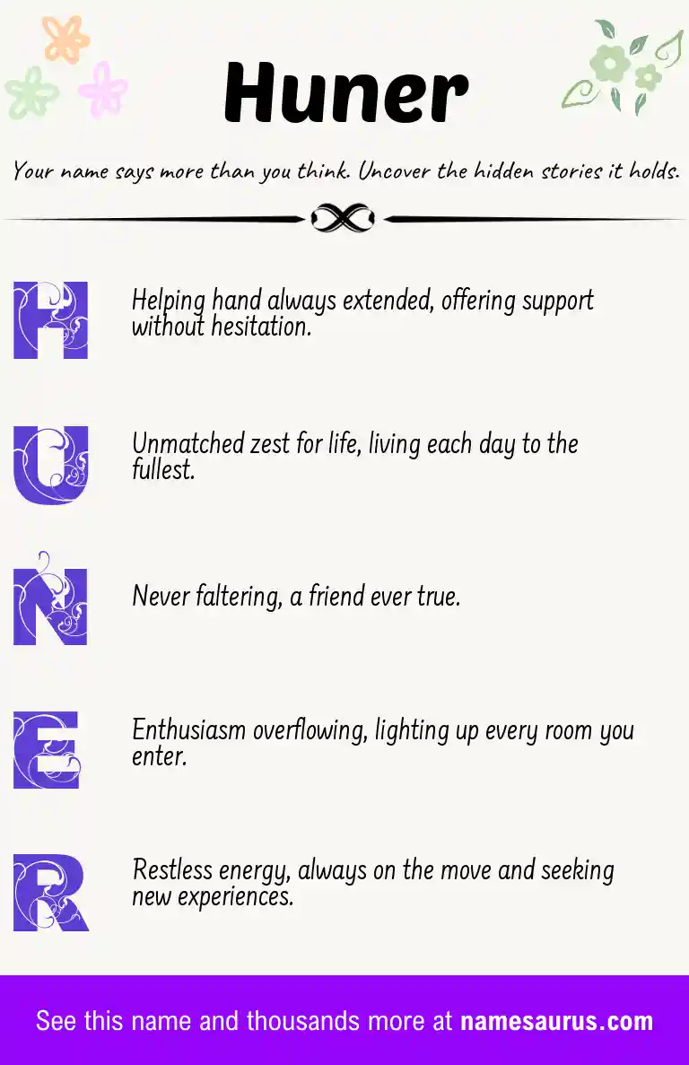 Acrostic poem about Huner.