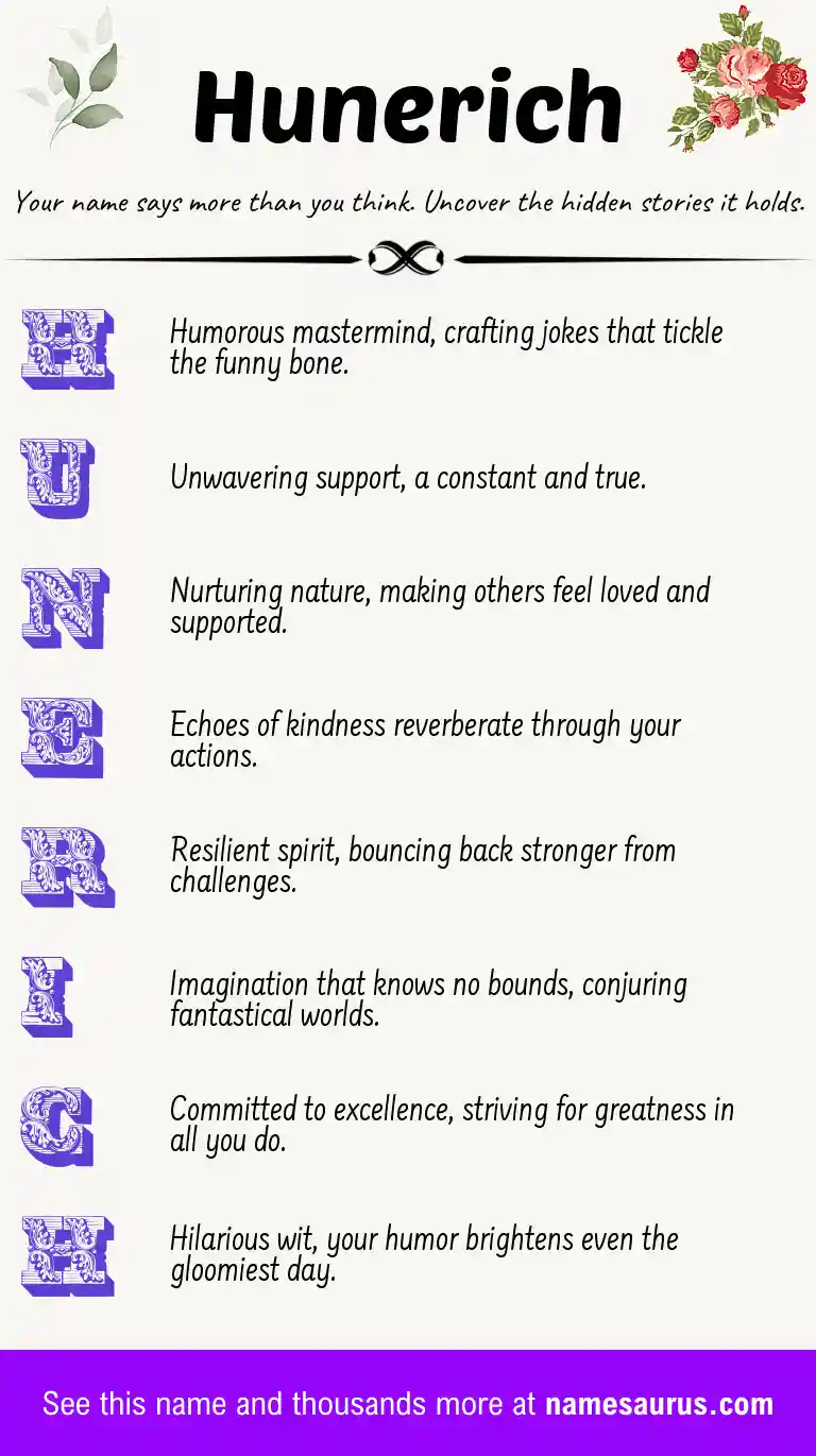 Acrostic poem about Hunerich.