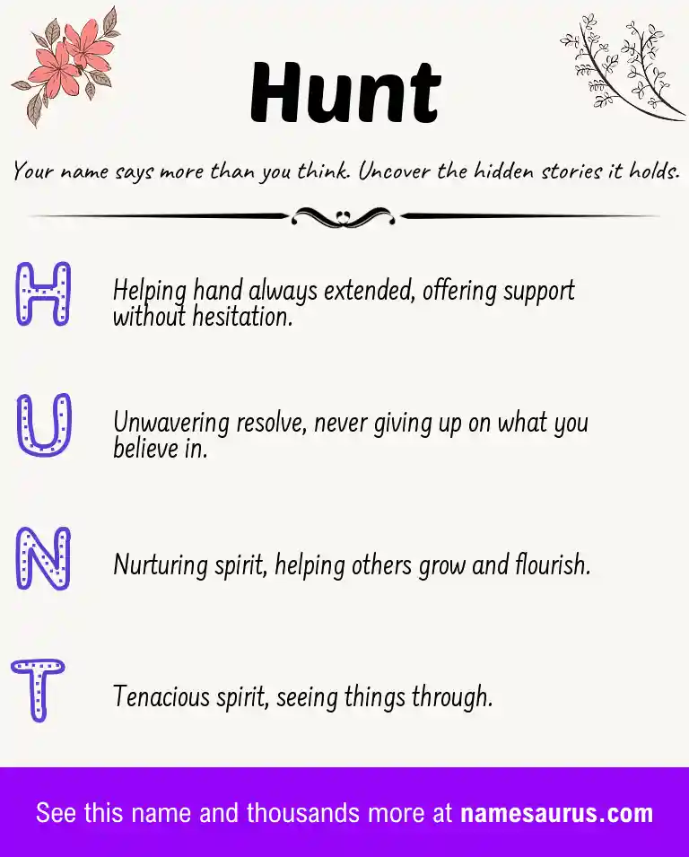 Acrostic poem about Hunt.
