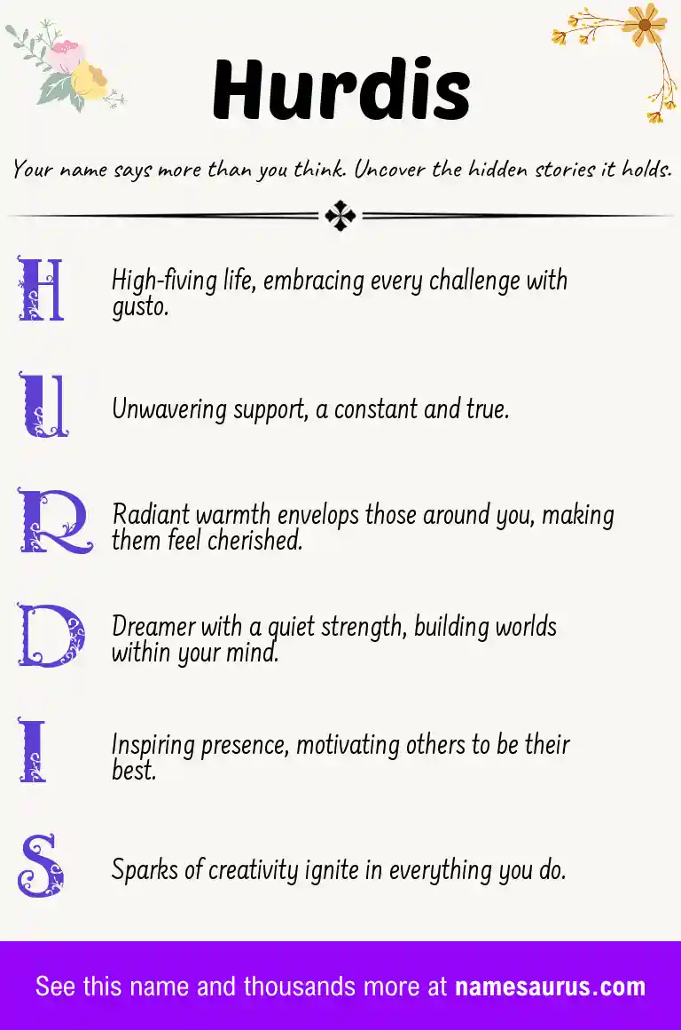 Acrostic poem about Hurdis.