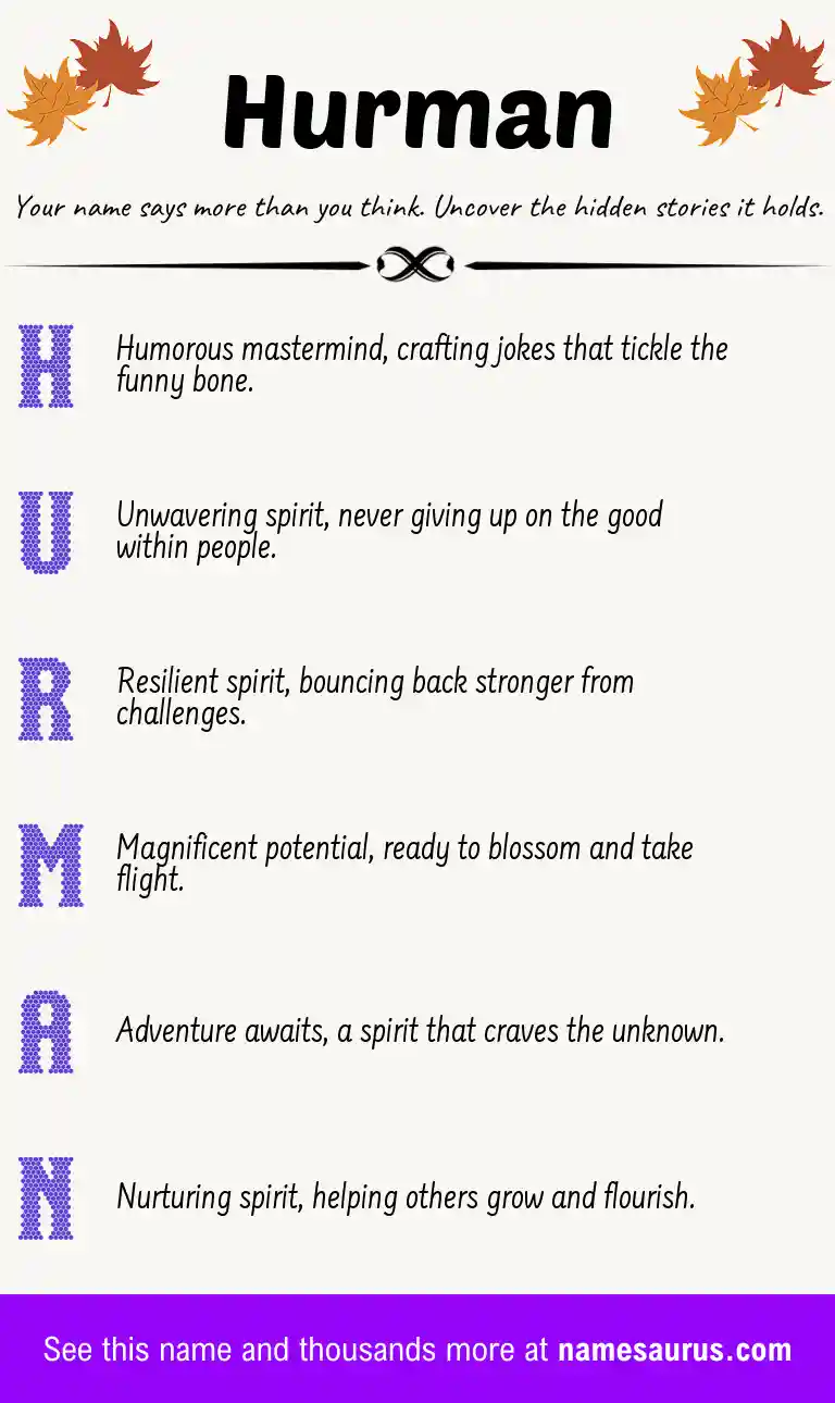 Acrostic poem about Hurman.
